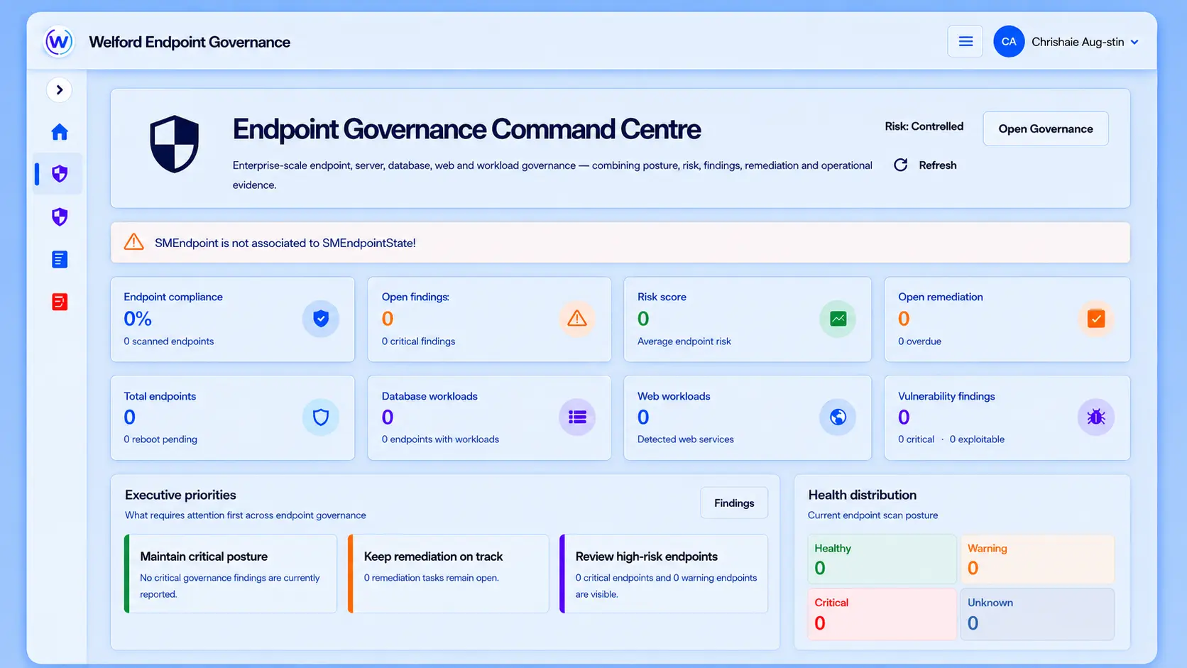 Welford WSM endpoint and infrastructure governance dashboard
